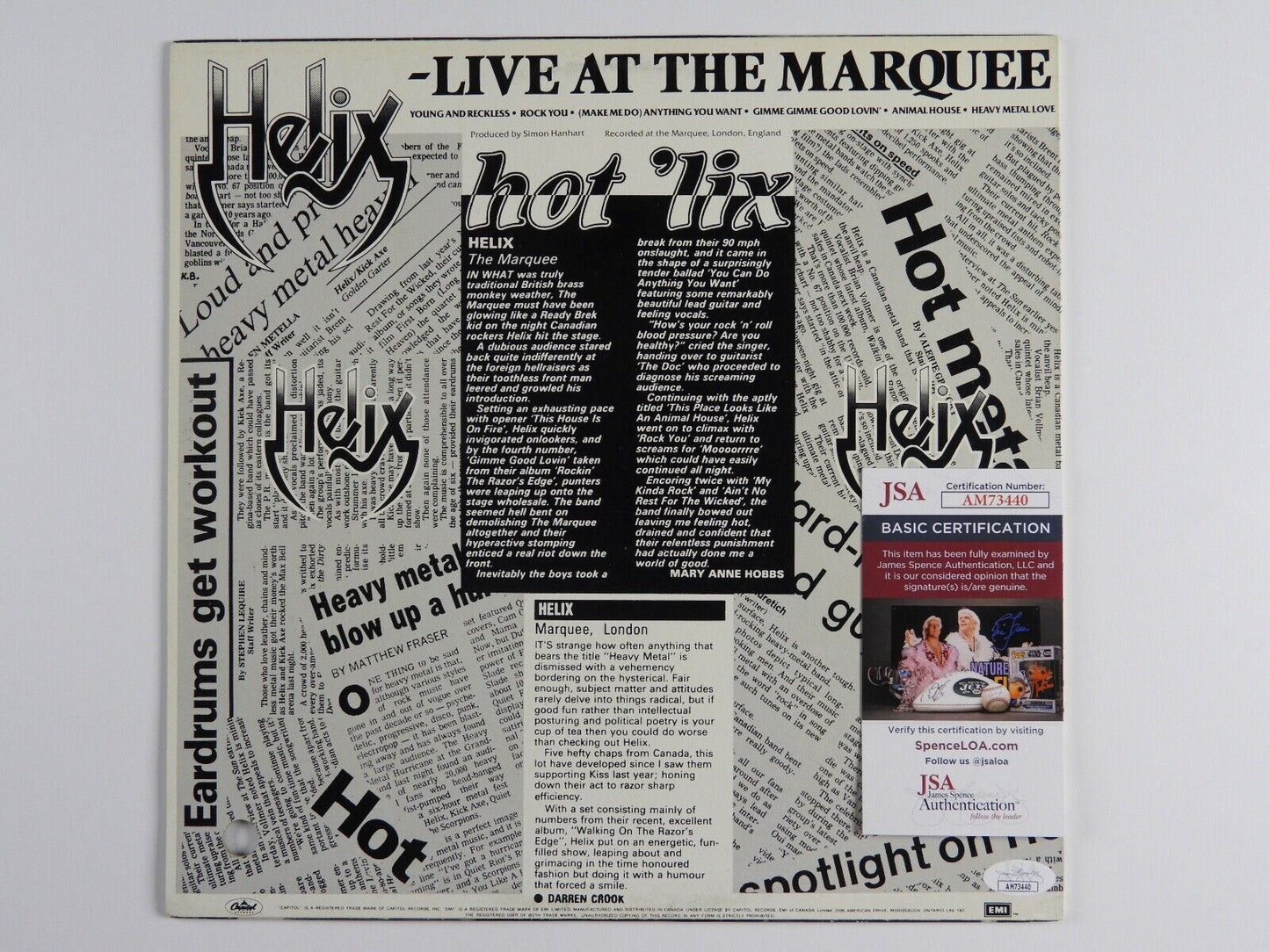 Helix JSA Signed Autograph Record Vinyl Live At The Marquee Multiple Sigs