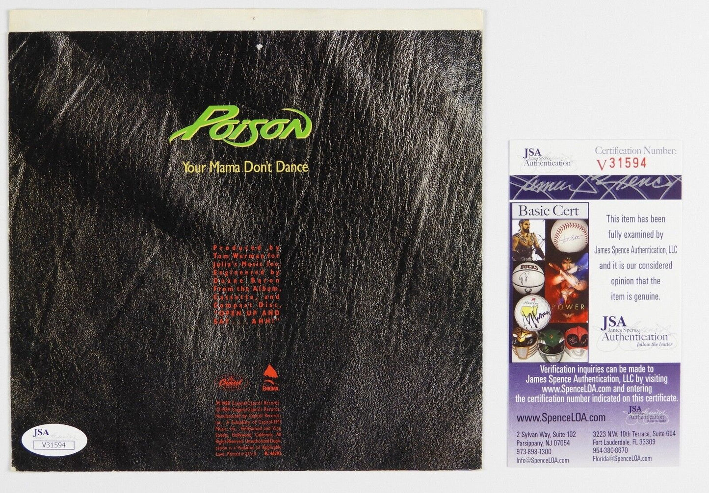 Poison Bret Michaels JSA Signed Autograph 45 Record Vinyl
