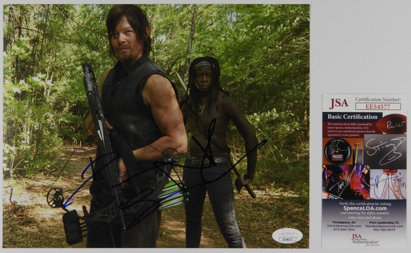 Norman Reedus Danai Gurira Walking Dead Autograph Signed Photo JSA COA 8 x10