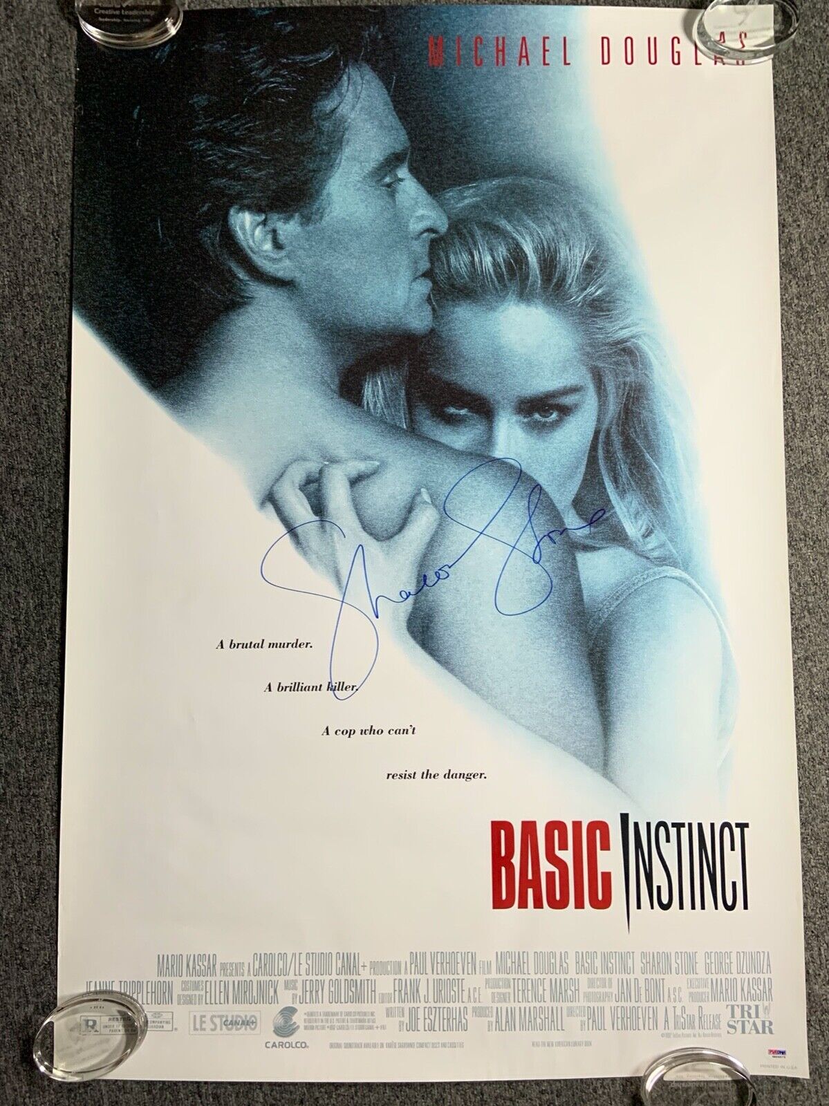 Sharon Stone Autograph Signed PSA 27 x 40 Movie Poster Basic Instinct