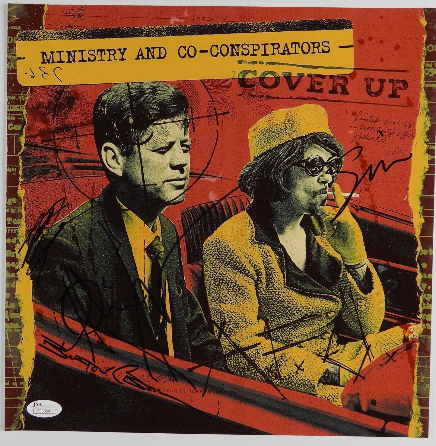 Ministry Autograph 12 x 12 photo JSA COA Al Jourgensen John Bechdel Cover Up