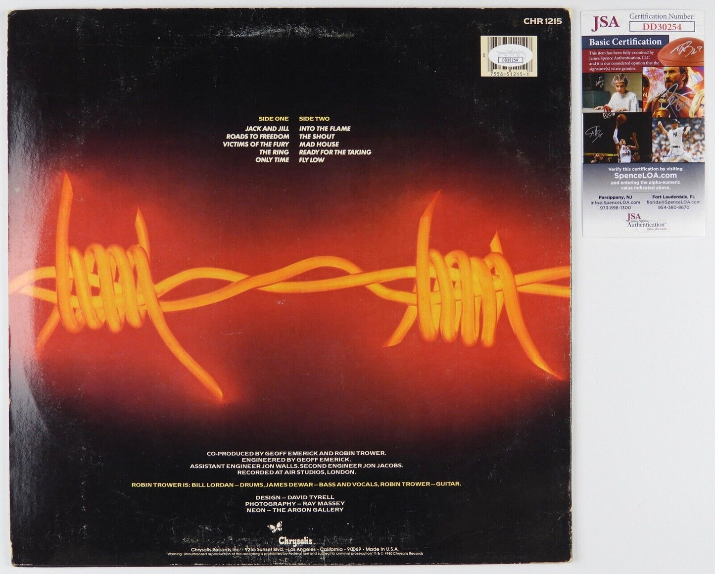 Robin Trower Signed Autograph JSA Record Album Vinyl Victims Of The Fury