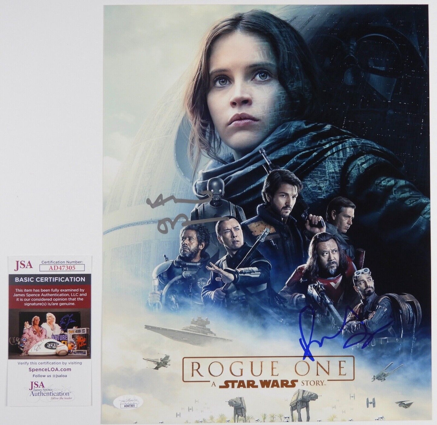 Alan Tudyk & Riz Ahmed JSA Signed Autograph Photo 11 x 14 Star Wars Rogue One