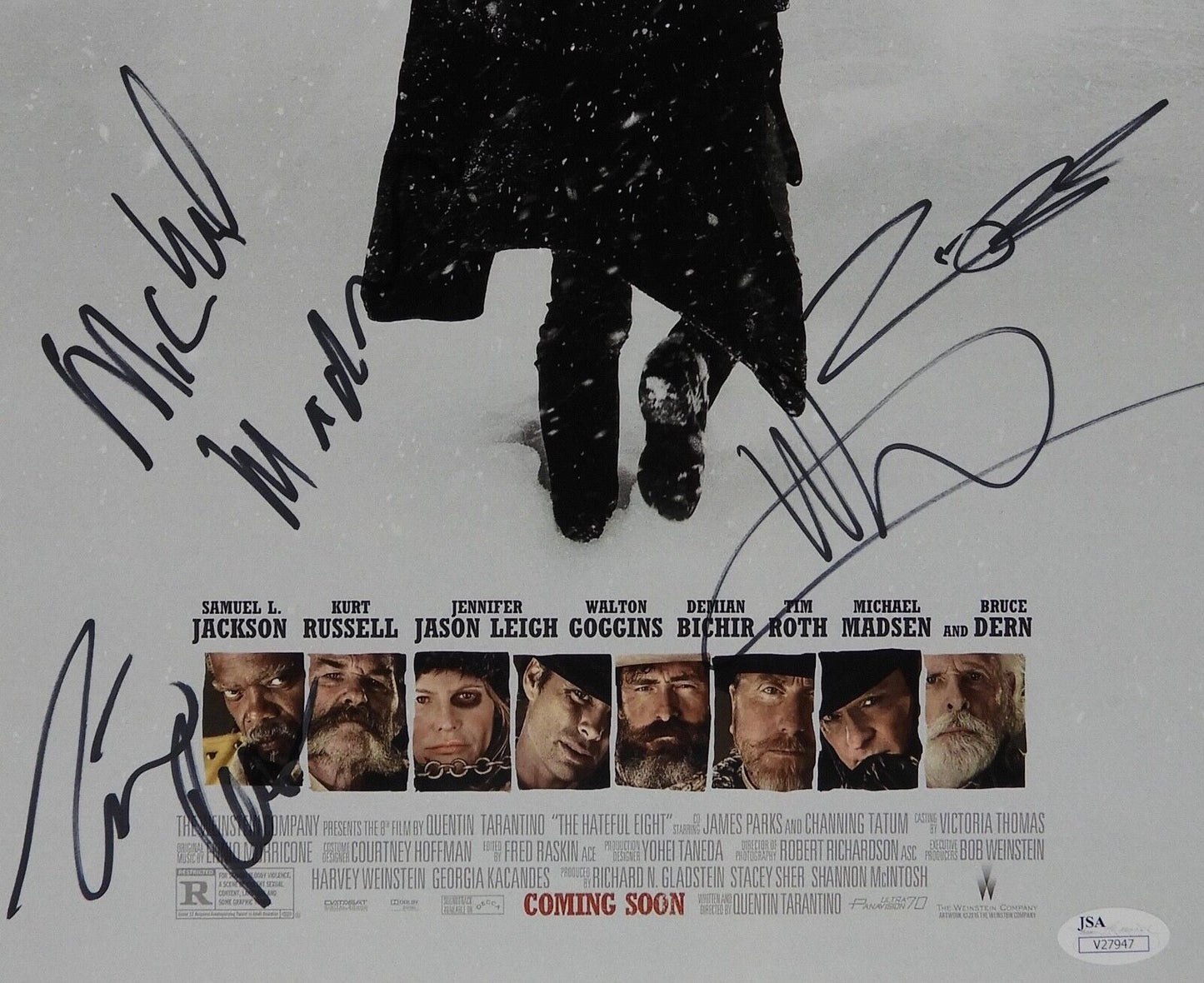 Hateful Eight Cast Autograph Signed 11 x 17 JSA COA Tim Roth Michael Madsen