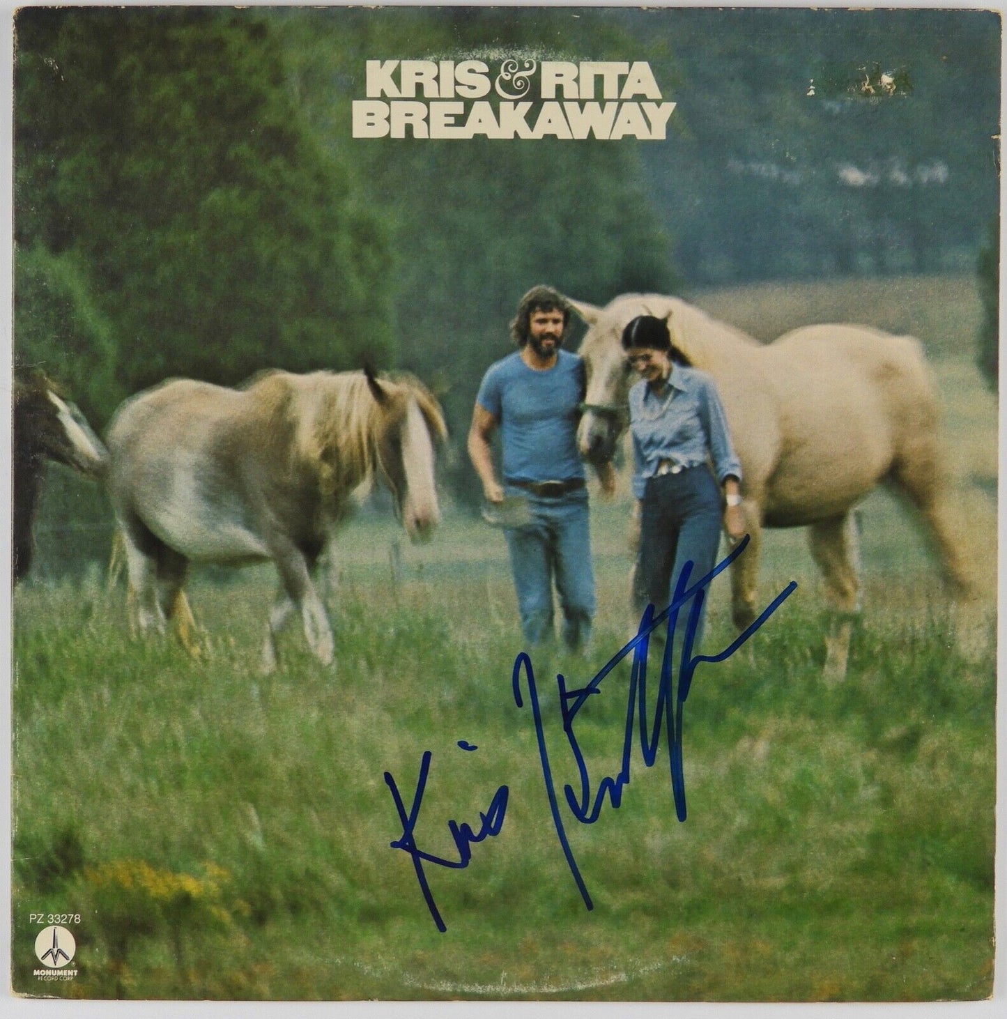 Kris Kristofferson Signed Autograph JSA Record Album Vinyl Kris & Rida Breakaway