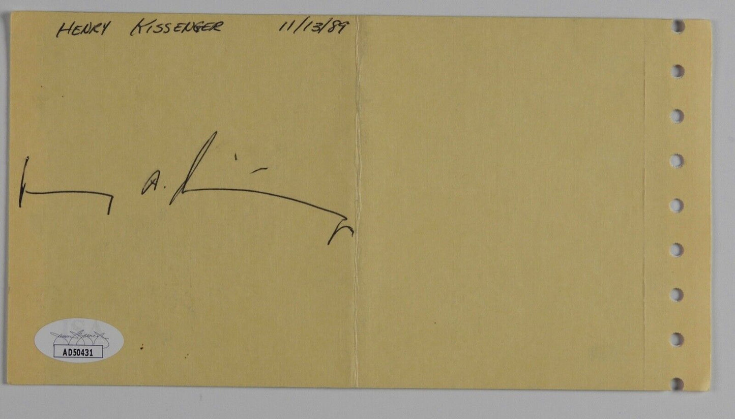 Henry Kissinger JSA COA Signed Autograph Cut