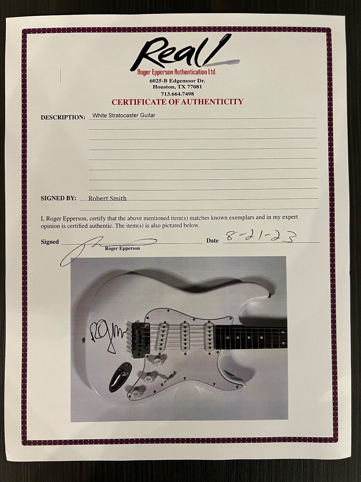 Robert Smith The Cure Signed Autograph Stratocaster Guitar Epperson REAL