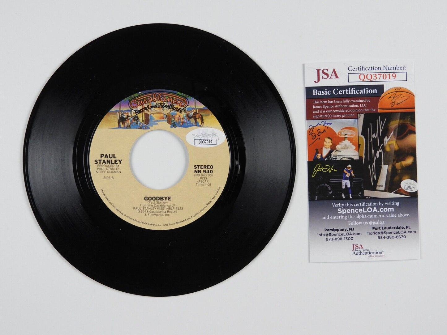 KISS Paul Stanley JSA Signed 45 Autograph Signed Record Hold Me Touch Me