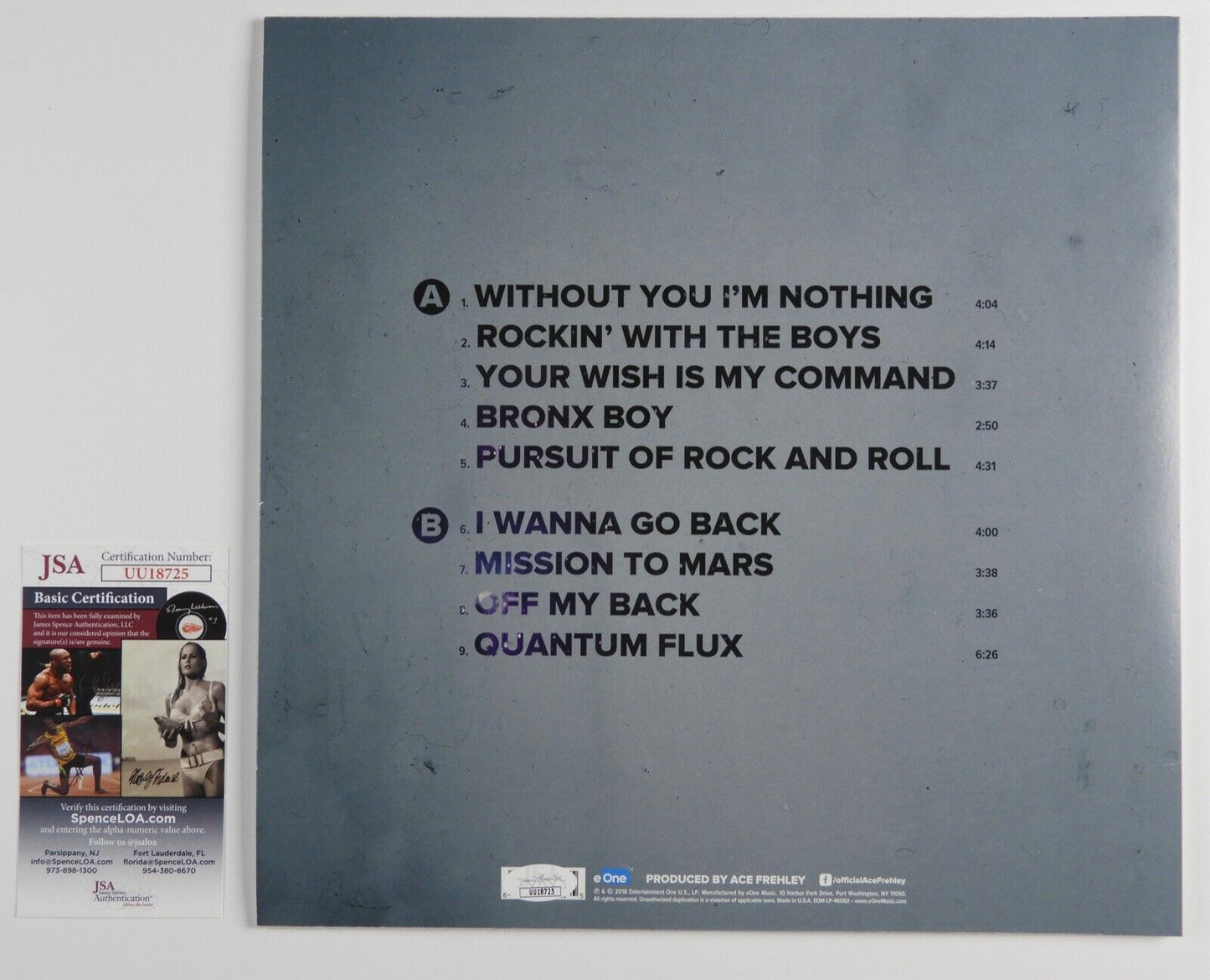 KISS JSA Ace Frehley Autograph Signed Record Album Spaceman Vinyl
