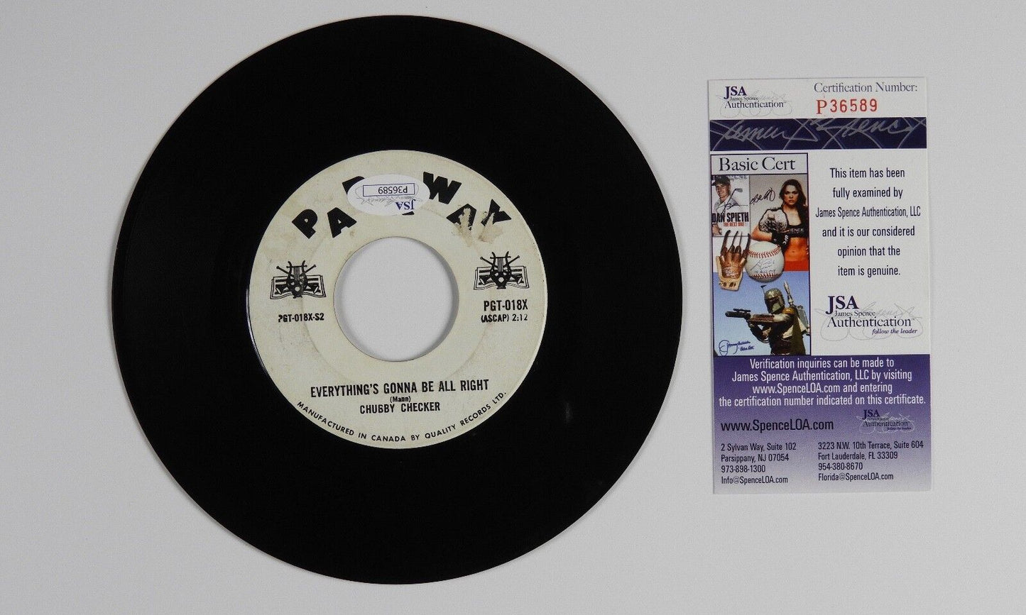 Cubby Checker Signed Autograph 45 JSA Vinyl Record Let's Twist Again