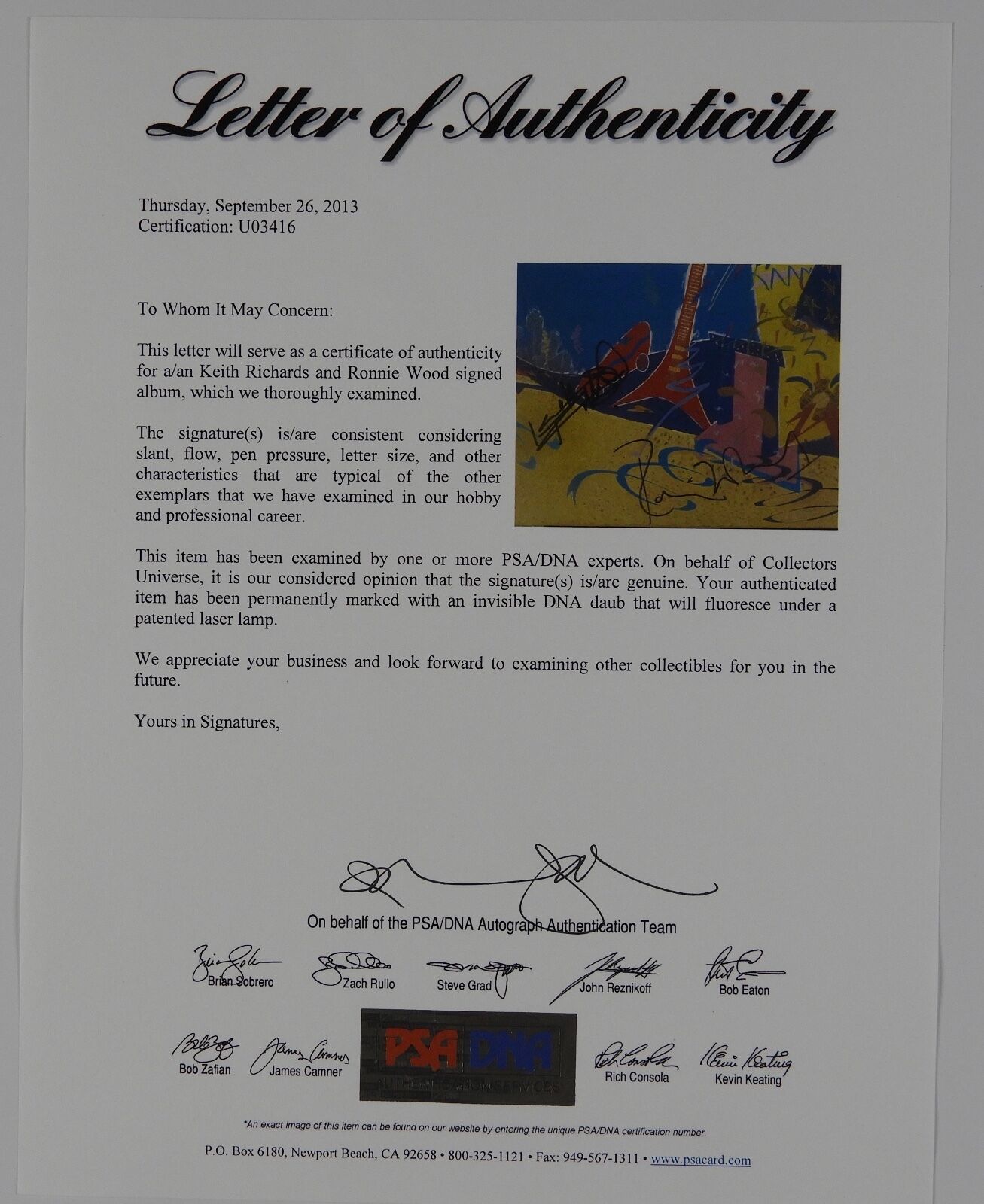 Rolling Stones Keith Richards Ronnie Woods Signed Autograph PSA Album Record