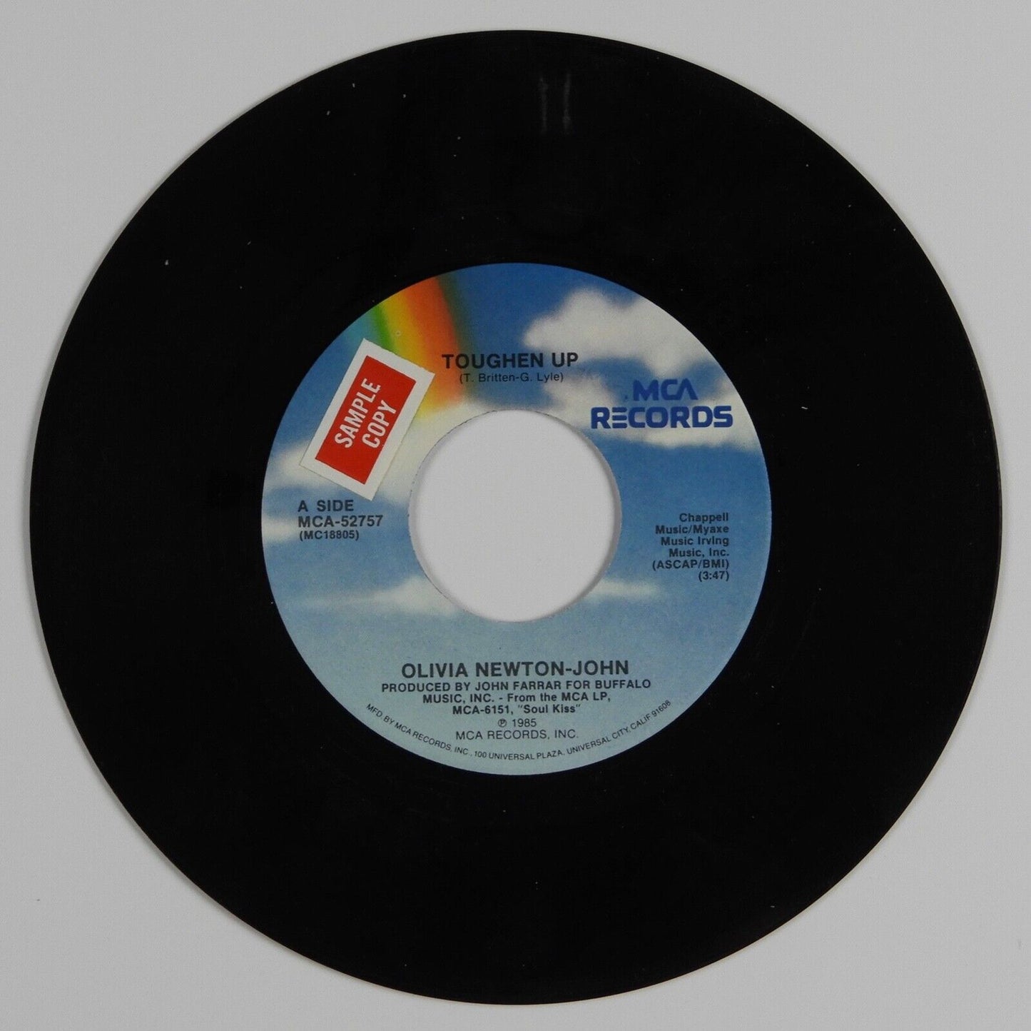 Olivia Newton-John JSA Autograph Signed 45 Record Toughen Up