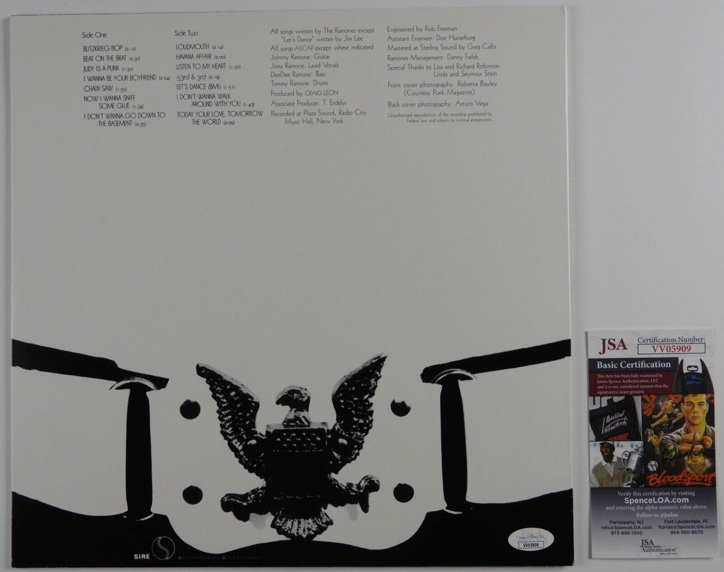 Ramones JSA Signed Autograph Album Record Vinyl Tommy Ramone