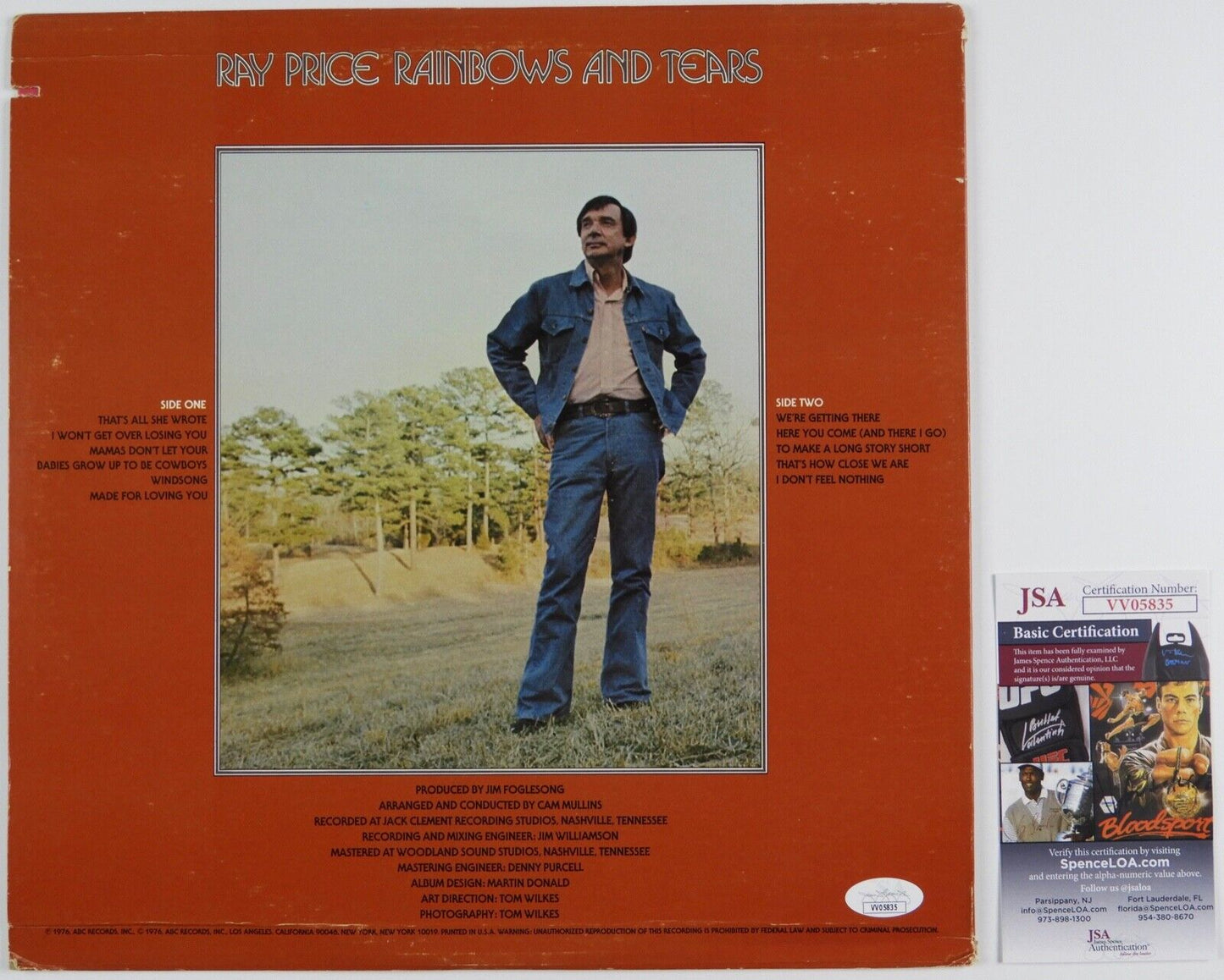 Ray Price JSA Signed Autograph Album Record Rainbows And Tears