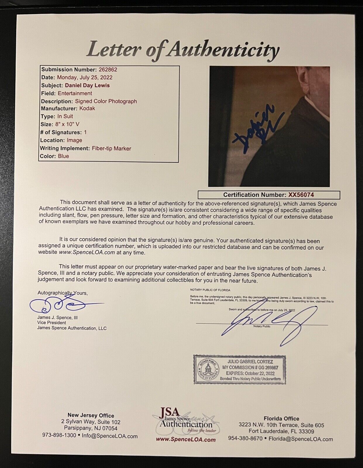 Daniel Day Lewis JSA Signed Autograph Photo 8 x 10 There Will Be Blood