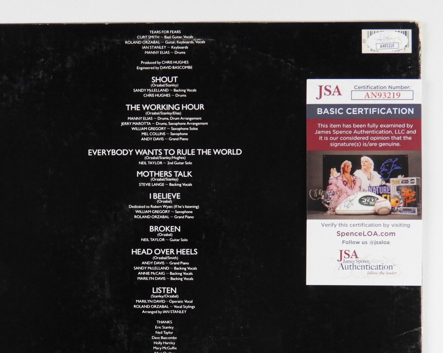 Tears For Fears JSA Signed Autograph Album Record Vinyl Songs From The Big Chair