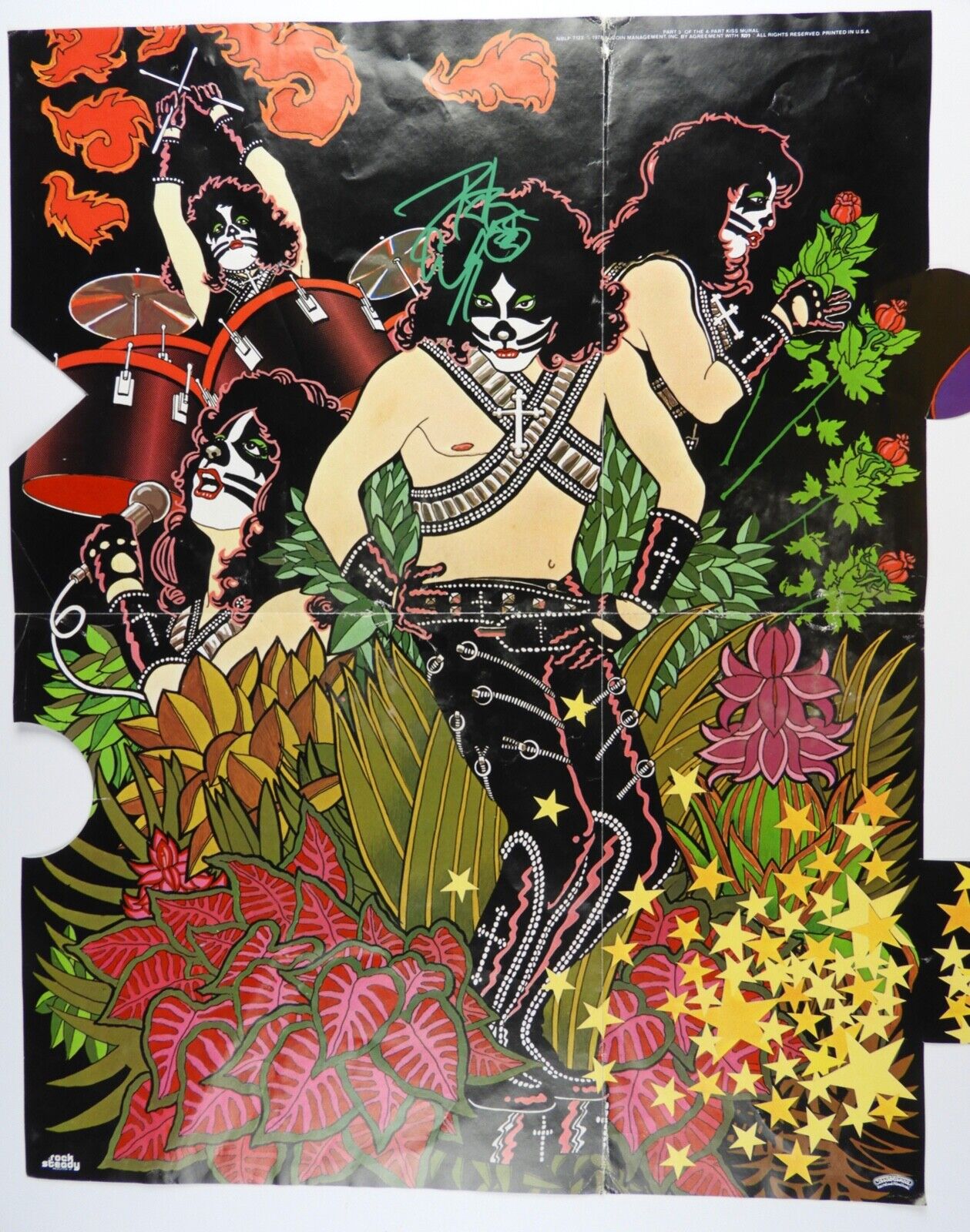 KISS Peter Criss Signed Autograph JSA Solo Original Puzzle Poster