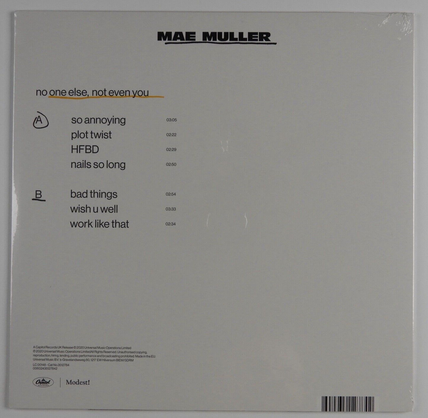 Mae Muller Signed Autograph Record Album Vinyl No One Else Not Even You Sealed