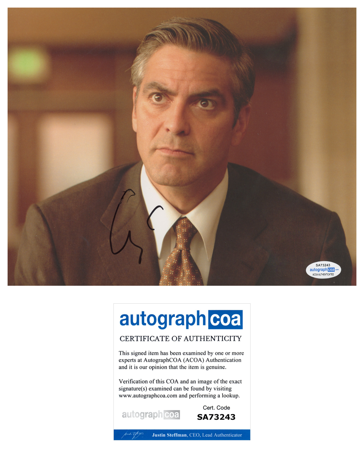 George Clooney ACOA Signed Autograph 8 x 10 Photo