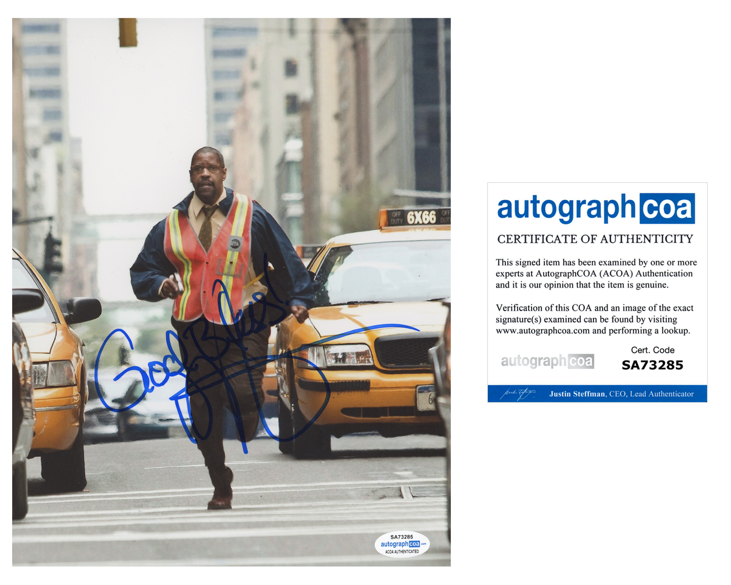Denzel Washington Signed ACOA Signed Autograph 8 x 10 Photo