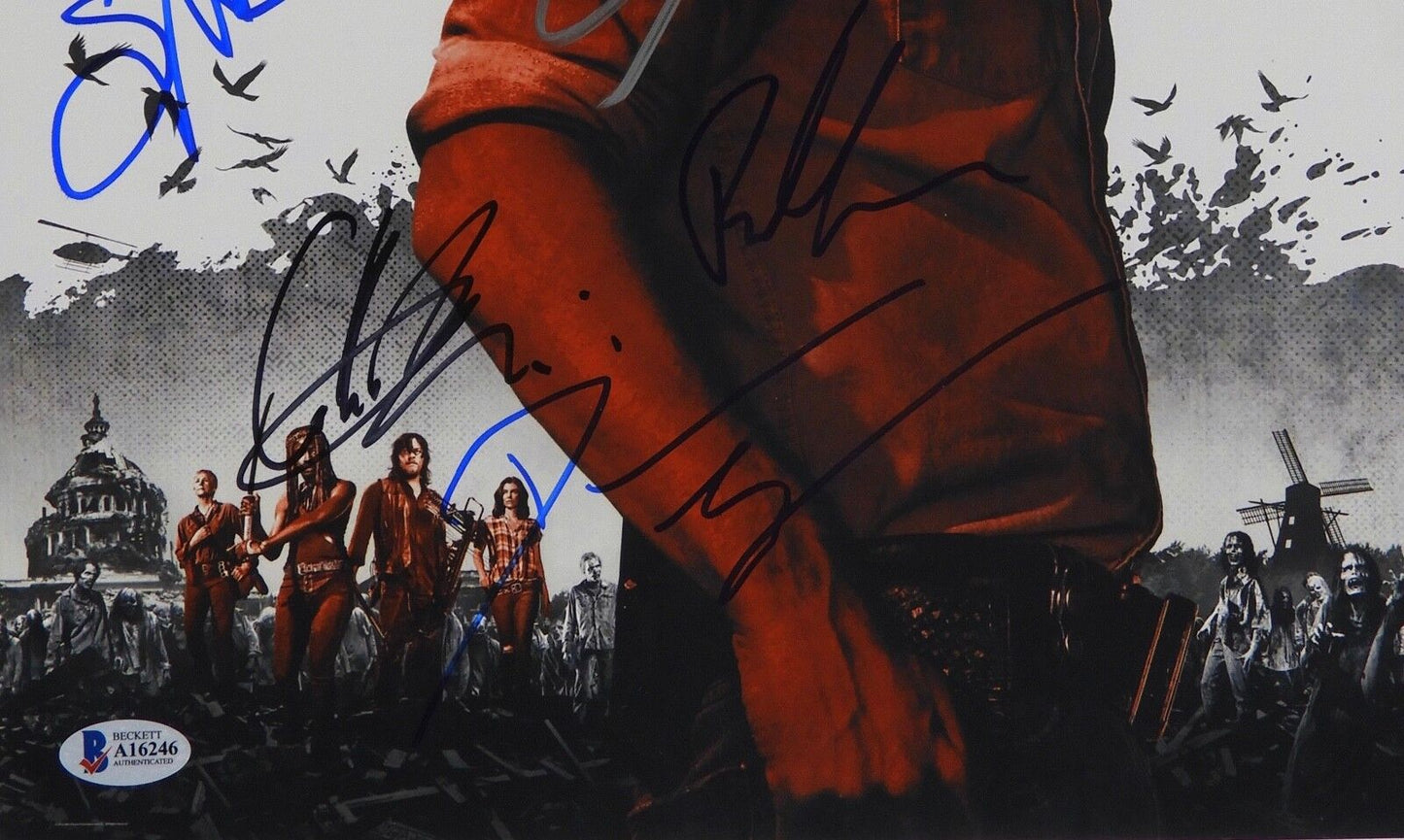 Walking Dead Cast Signed Autograph 11 x 14 photo Beckett signed by 9!