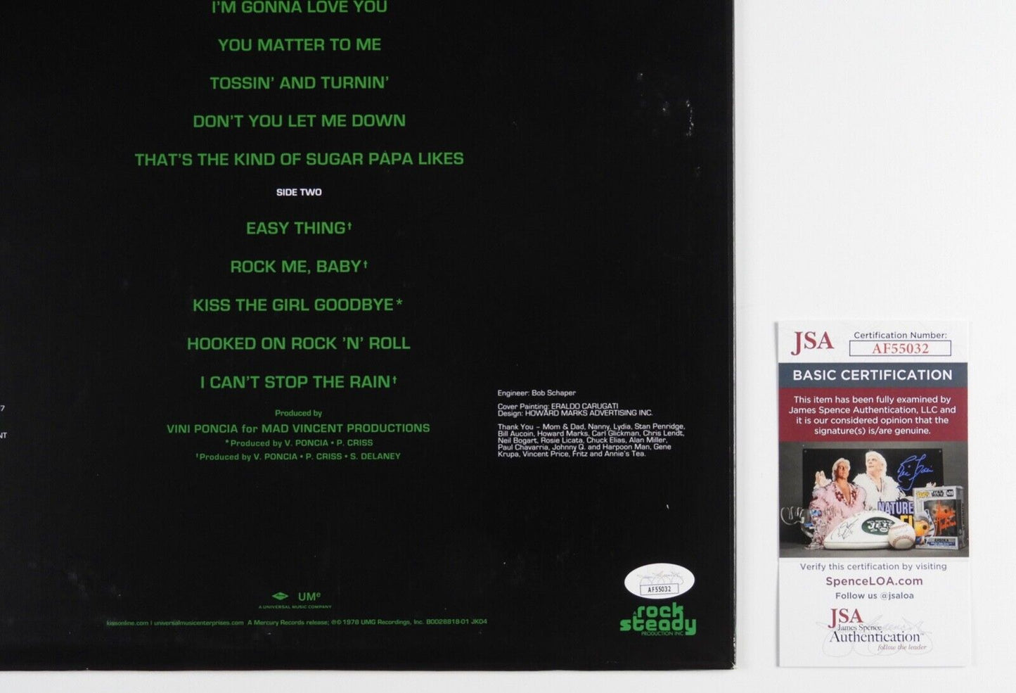 KISS Peter Criss JSA Signed Autograph Signed Record Album Solo Green Vinyl