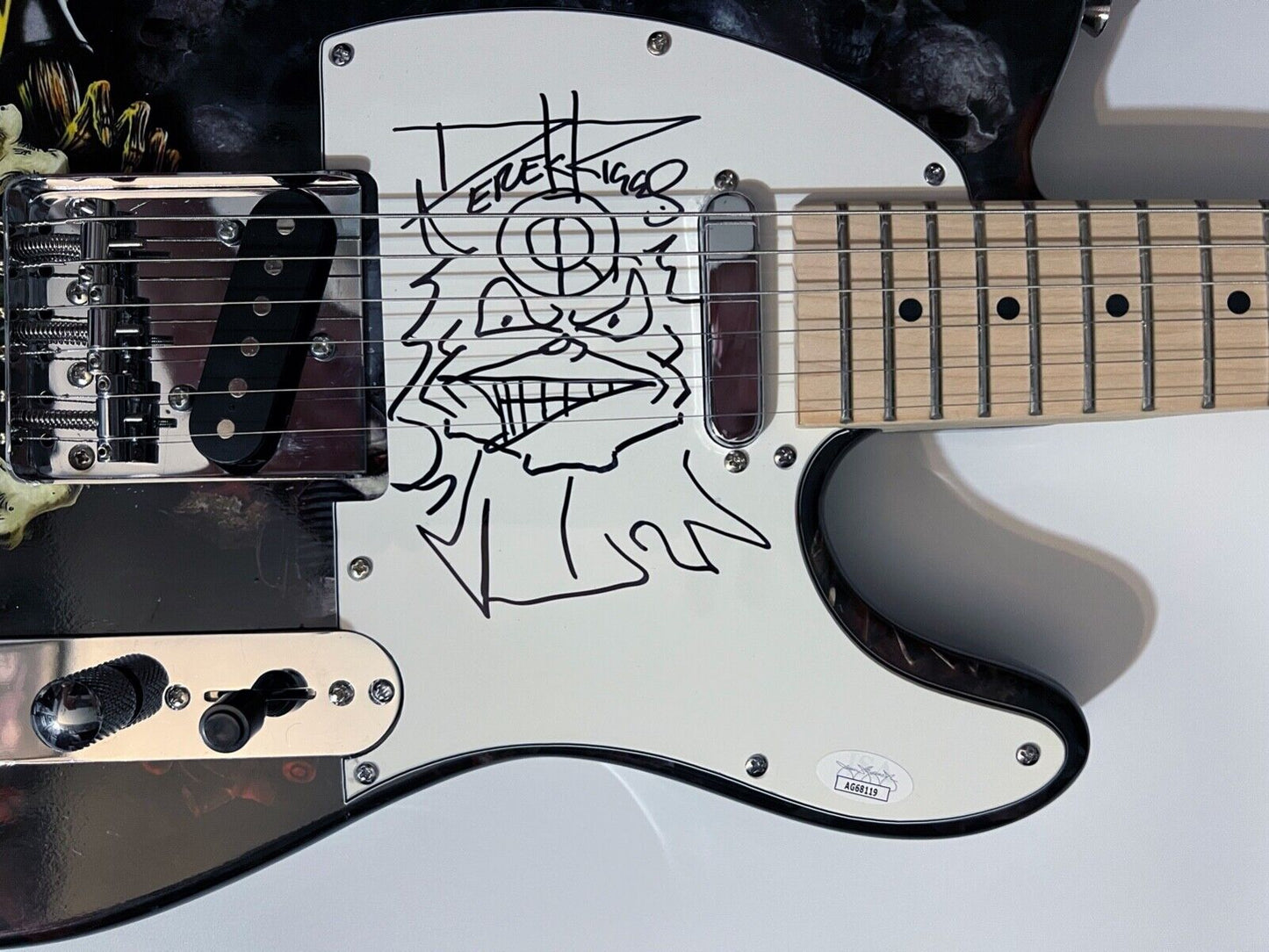 Iron Maiden Derek Riggs JSA Autograph Signed Guitar Stratocaster Original Sketch