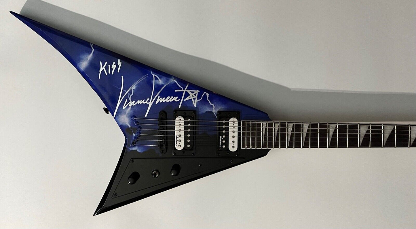 Vinnie Vincent Guitar KISS REAL Signed Autograph Jackson Guitar Creatures Themed