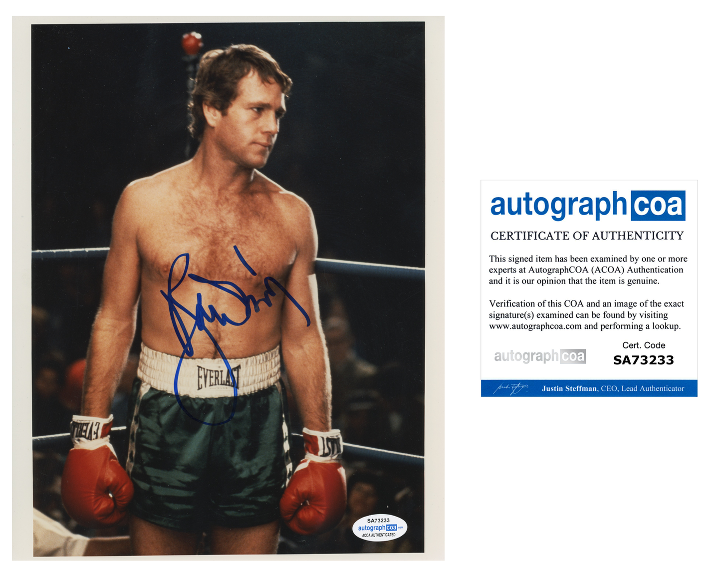Ryan O'Neal Main Event ACOA Signed Autograph 8 x 10 Photo