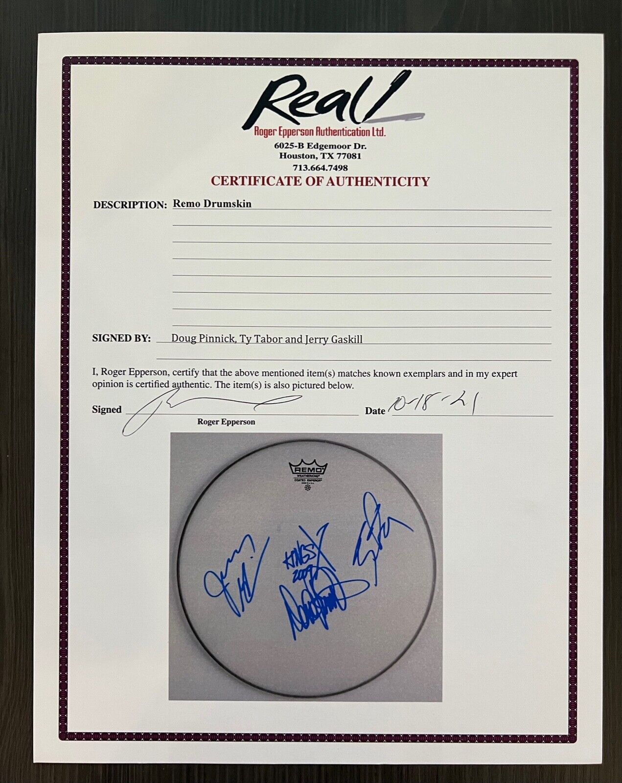 Kings X Autograph Signed Drum Head REAL COA 13" Fully Signed Doug Pinnick