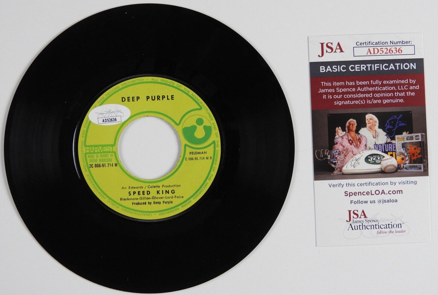 Ian Gillan Deep Purple Signed Autograph 45 JSA Vinyl Record Black Night