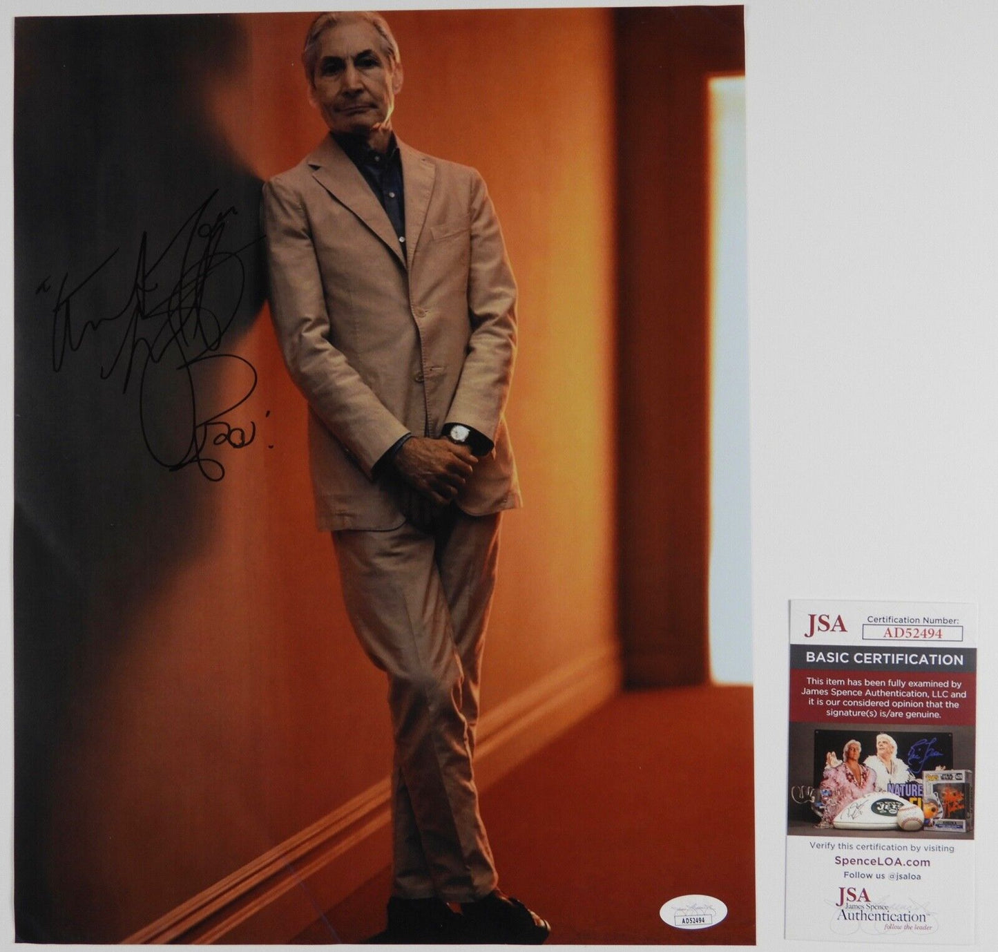 Charlie Watts The Rolling Stones Autograph Signed Photo JSA 11 x 14