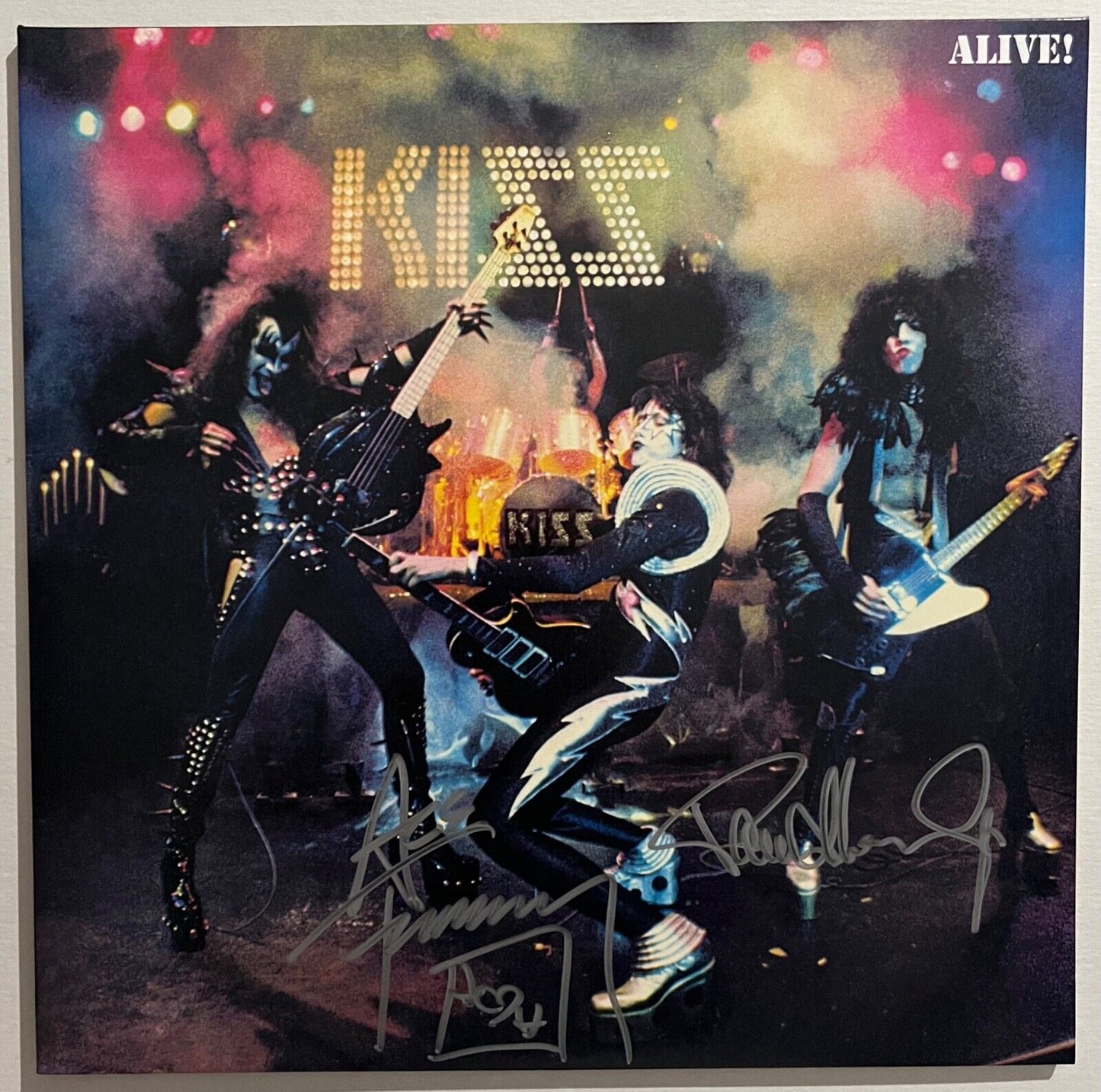 KISS JSA Paul Stanley Ace Frehley Autograph Signed Record Album German Alive
