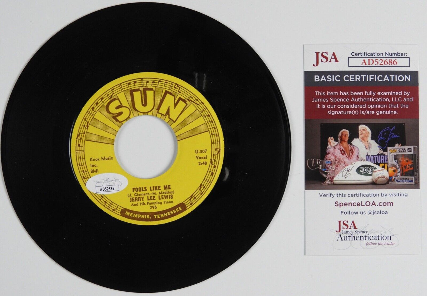 Jerry Lee Lewis Signed Autograph 45 JSA Vinyl Record Original Sun Record