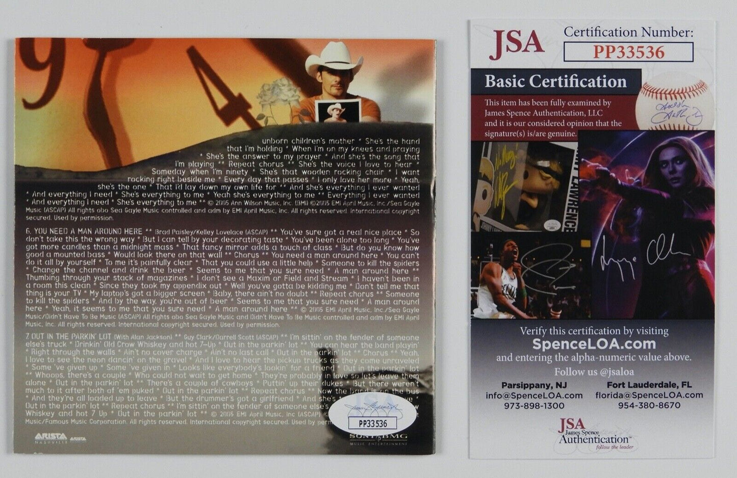 Brad Paisley JSA Signed Autograph CD Booklet Time Well Wasted
