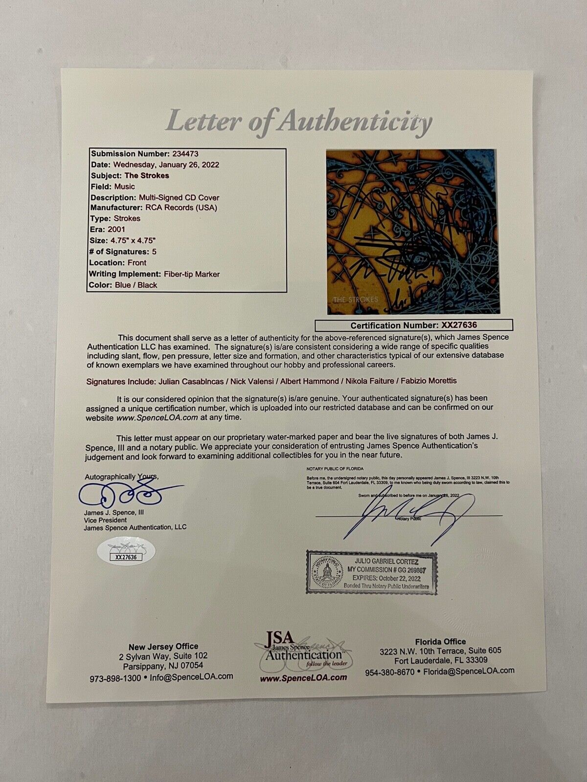 The Strokes Is This It JSA Fully Autograph Signed CD Julian Casabincas +