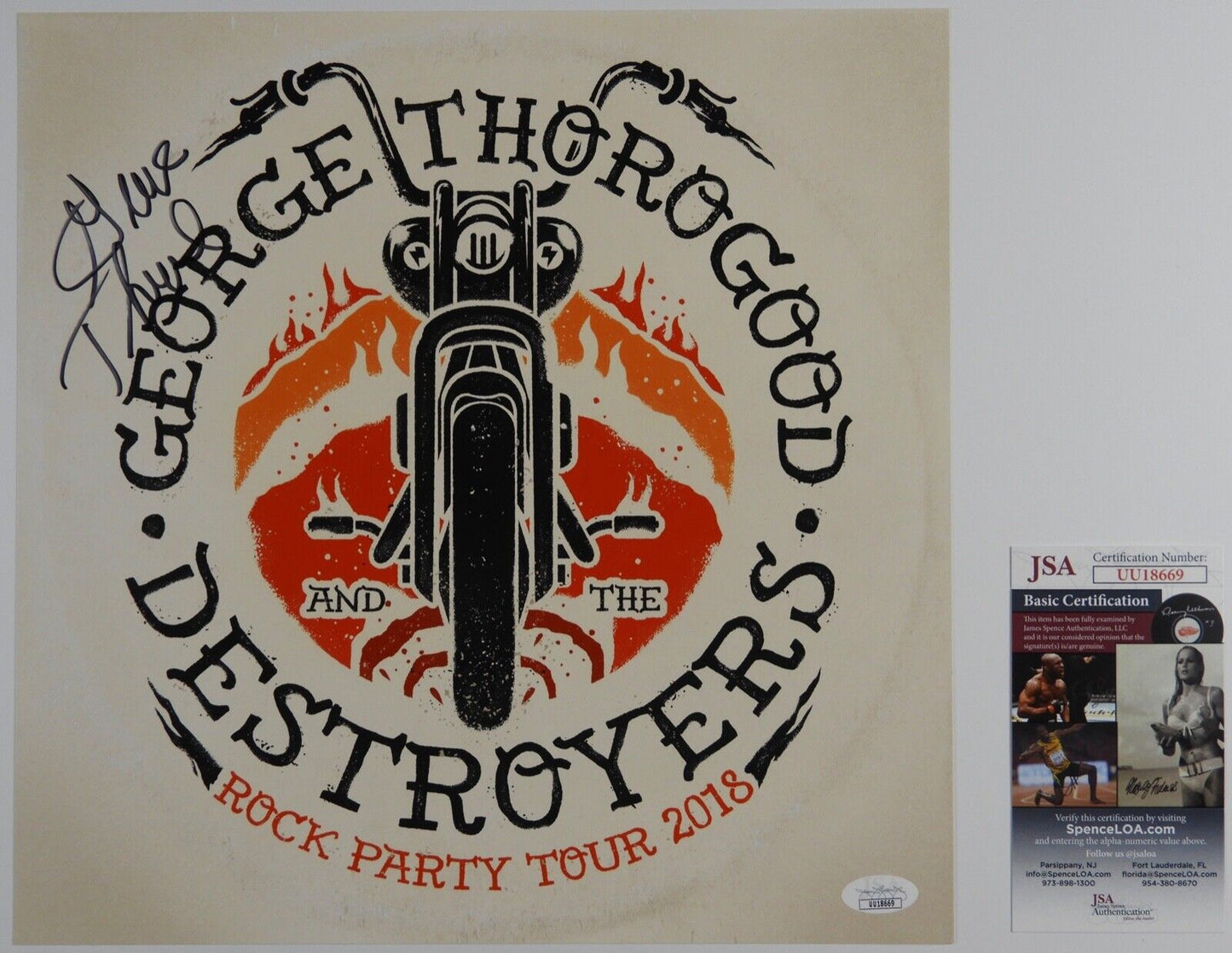 George Thorogood JSA Signed Autograph Signed 12" x 12" Lithograph