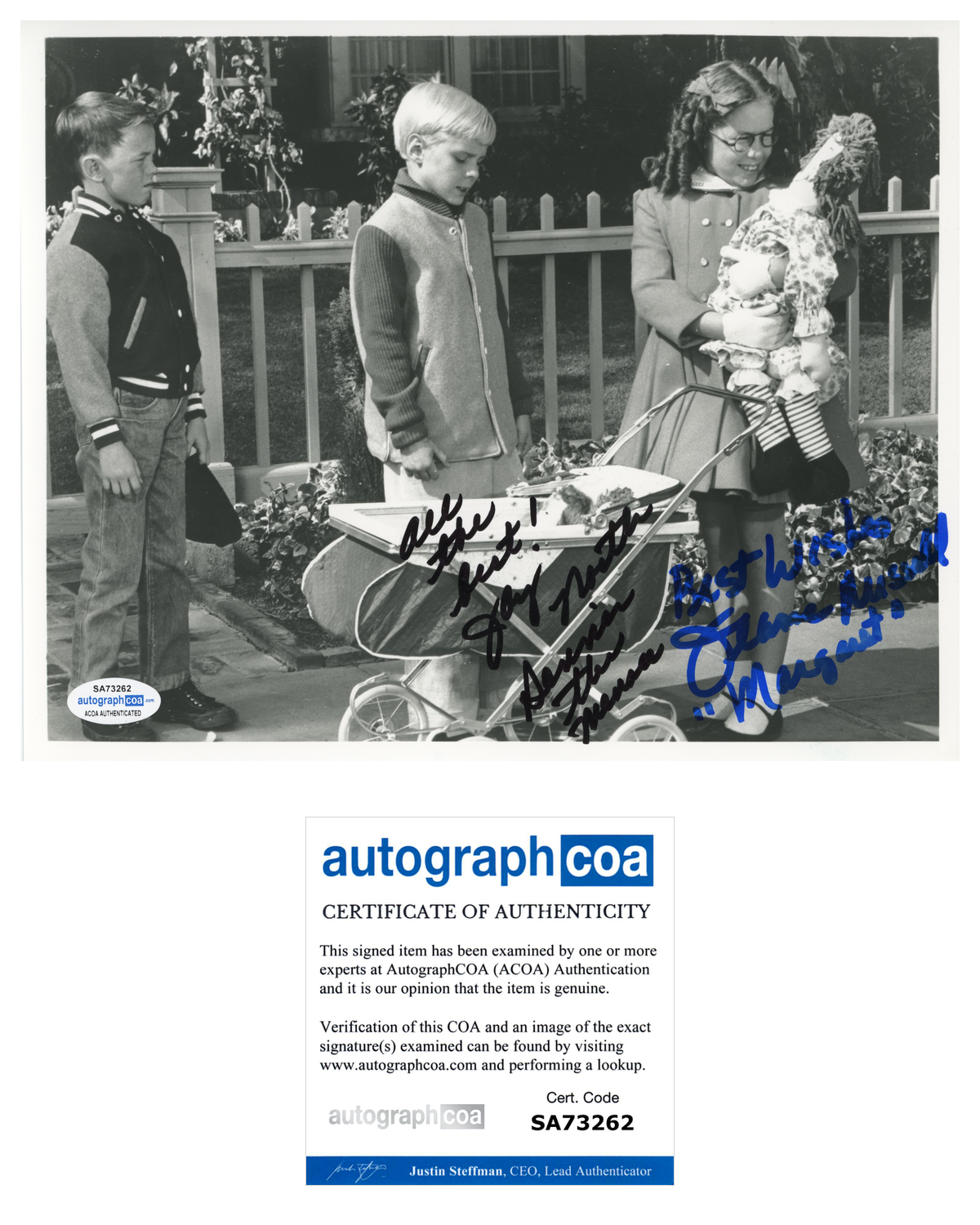 Jay North Dennis The Menace Jeanne Russell ACOA Signed Autograph 8 x 10 Photo