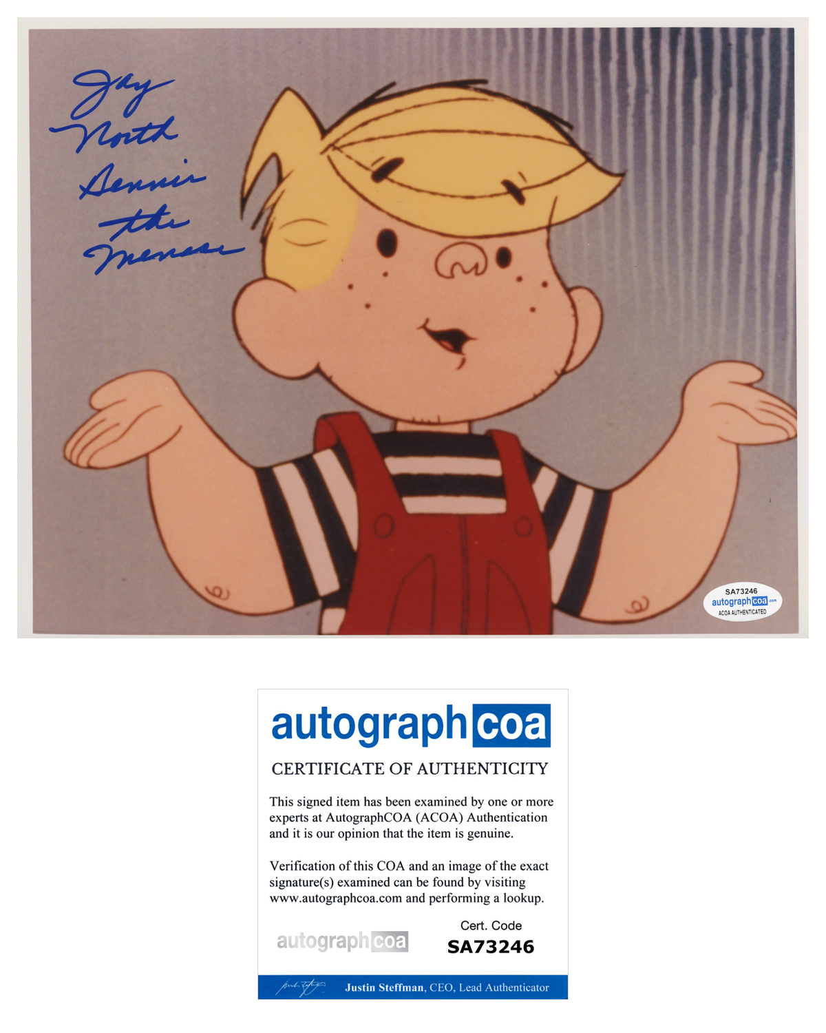 Jay North Dennis The Menace ACOA Signed Autograph 8 x 10 Photo