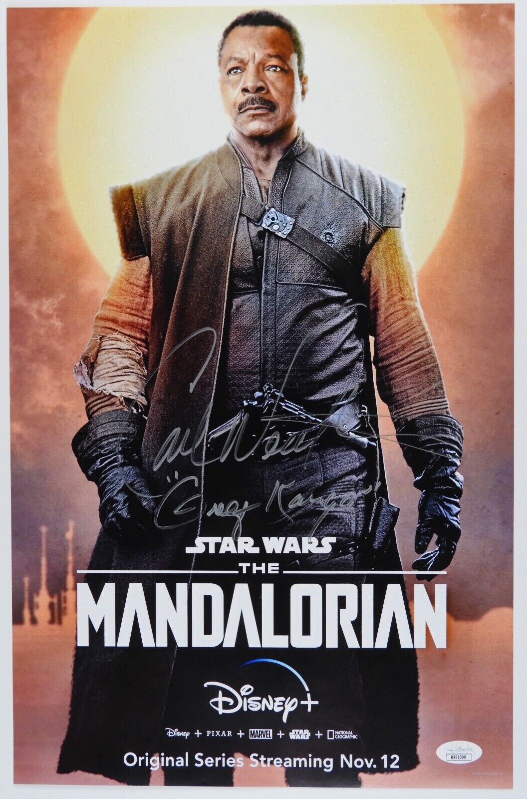 Carl Weathers JSA Star Wars Mandalorian Autograph Signed 11 x 17 photo
