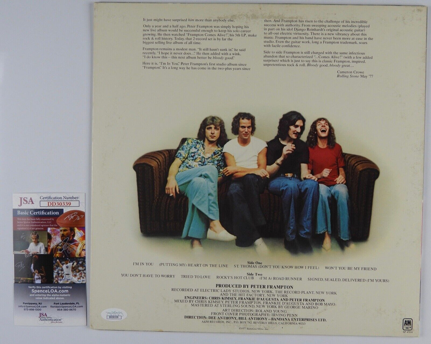 Peter Frampton JSA Signed Autograph Record Album Vinyl I'm Into You