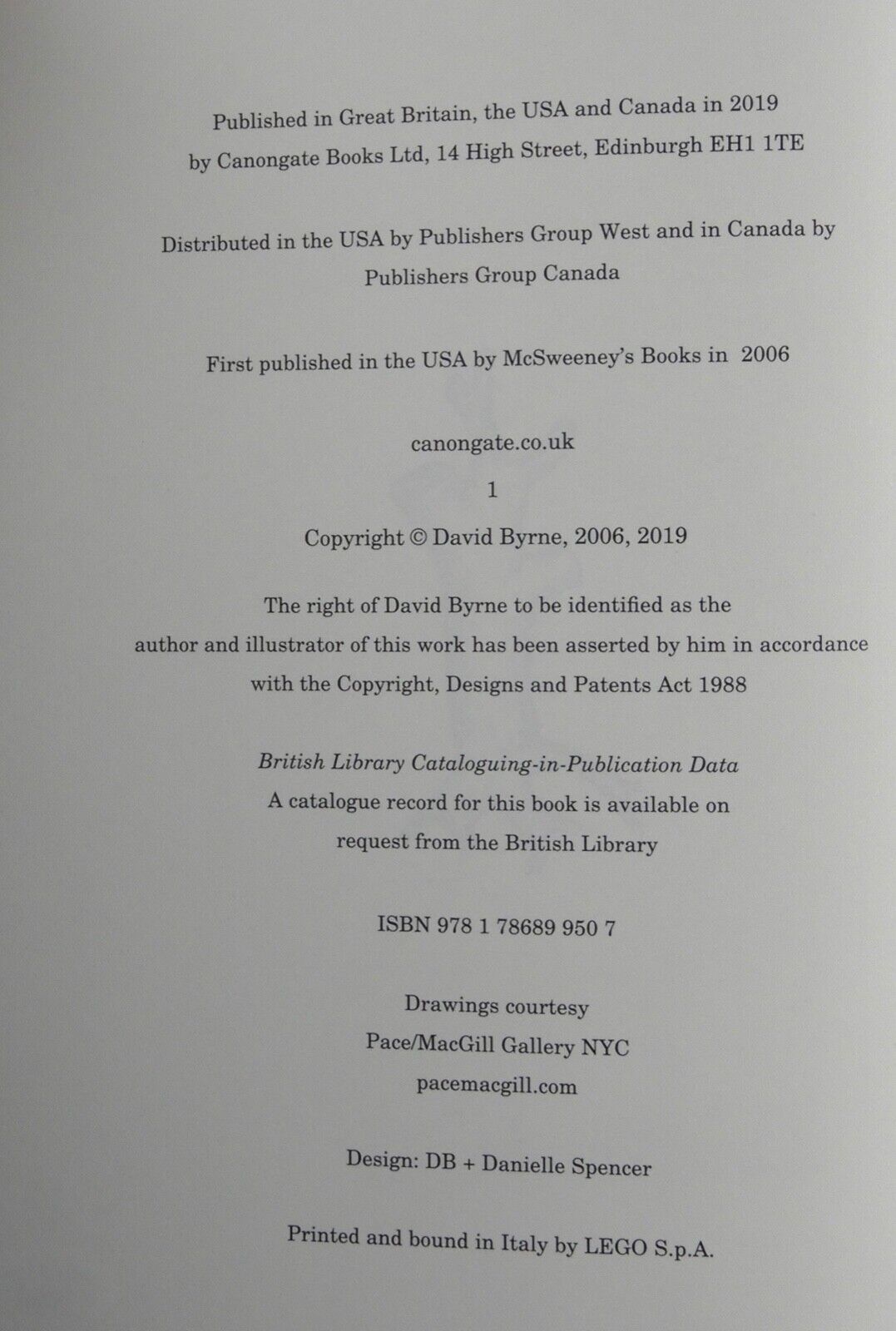 David Byrne Arboretum Signed Autograph JSA Book