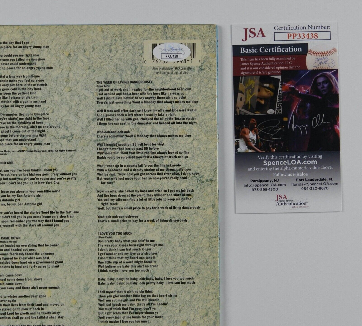 Steve Earle & The Dukes JSA Signed Autograph Album Vinyl Record Exist 0