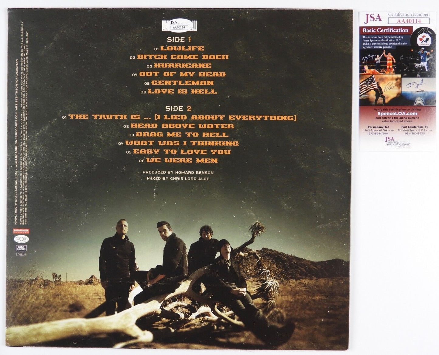 Theory Of A Dead Man Full Signed JSA Autograph Signed Album Record The True Is