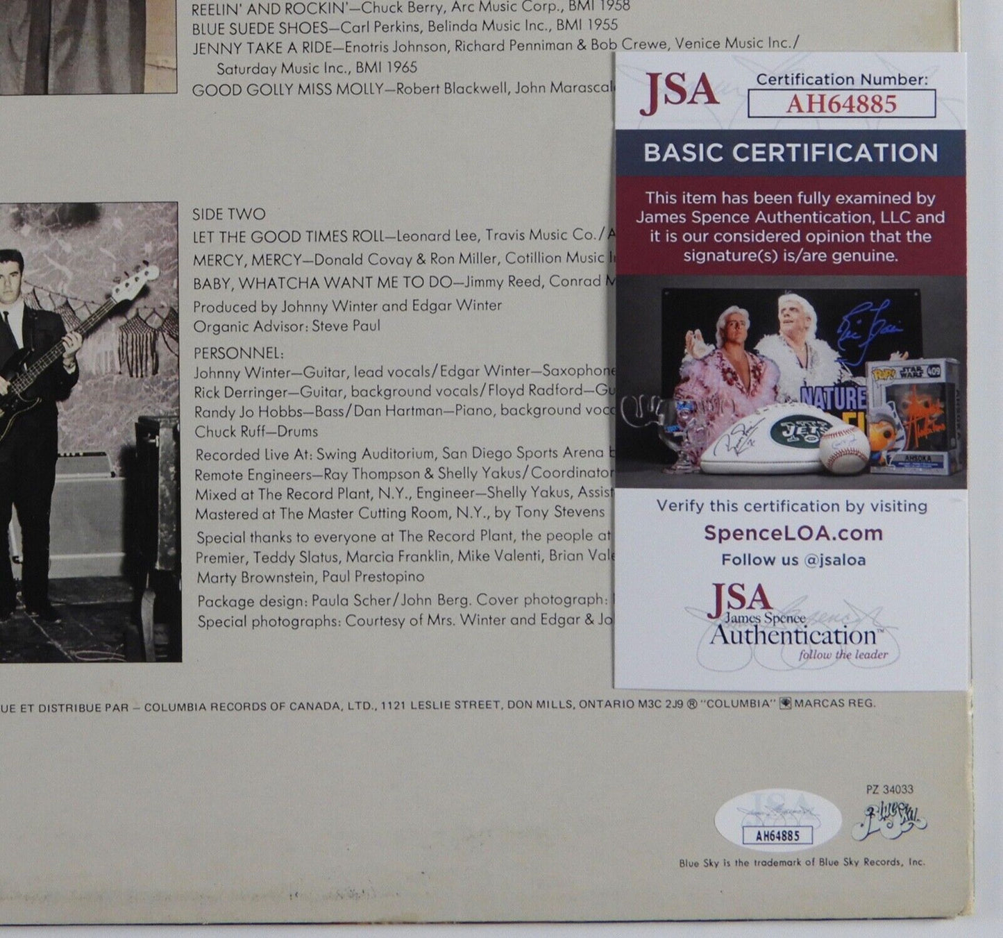 Johnny And Edgar Winter JSA Signed Autograph Album Record Together Live