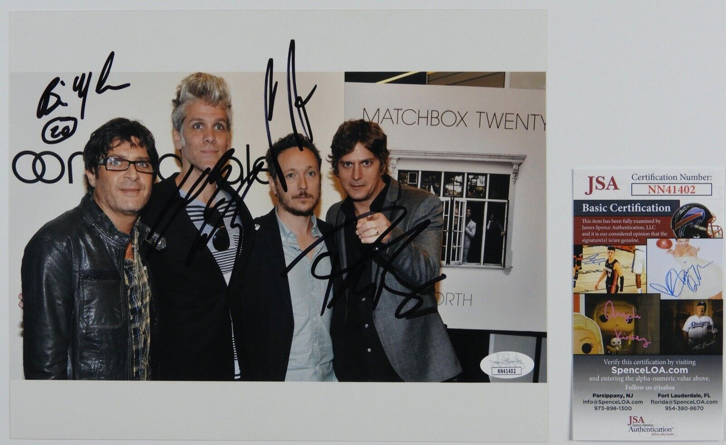 Matchbox Twenty 20 Full Band Signed Autograph JSA COA Photo Rob Thomas +