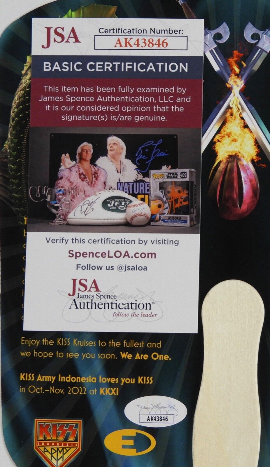 KISS JSA Signed Autograph Gene Simmons promotional fan