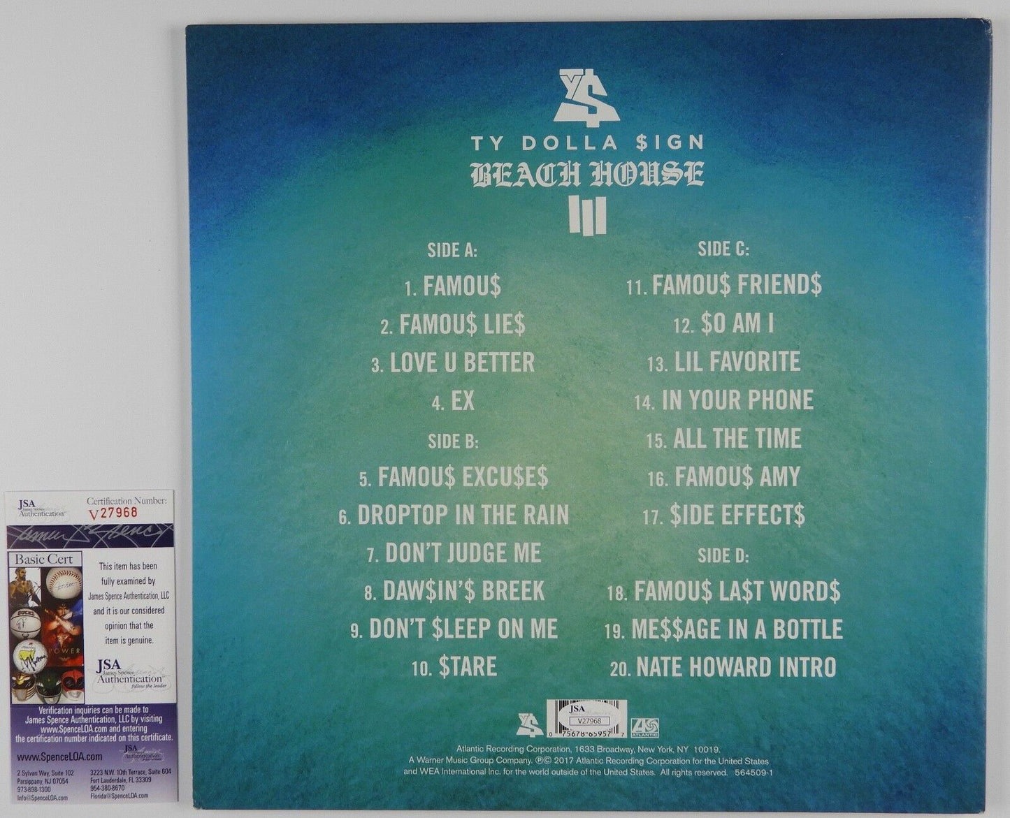 Ty Dolla $ign Beach House III JSA Signed Autograph Record Album Vinyl Sign