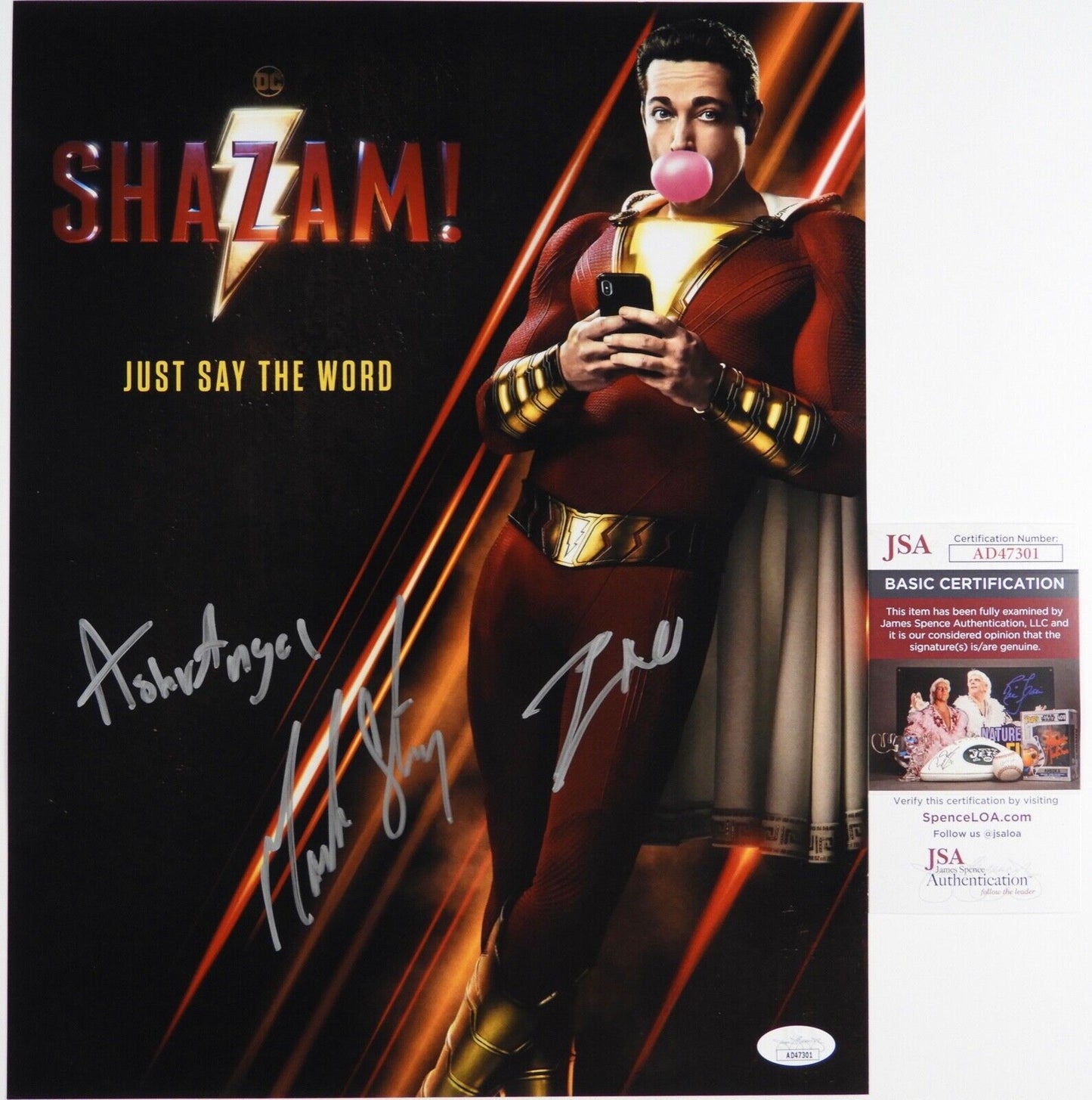 Zachary Levi JSA Signed Autograph Photo 11 x 14 Shazam Mark Strong Asher Angel