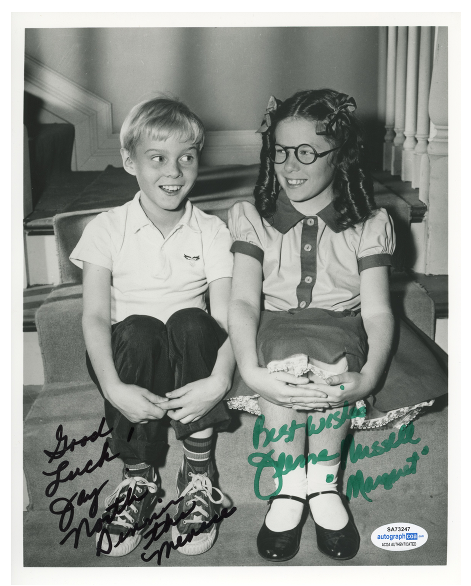 Jay North Dennis The Menace Jeanne Russell ACOA Signed Autograph 8 x 10 Photo